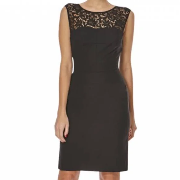 Hugo Boss | Dresses | Hugo Boss Durana Sheath Dress In Black Stretch Wool  With Lace Top | Poshmark